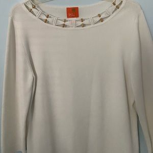 Hearts of Palm Summer Sweater with Bead Neckline